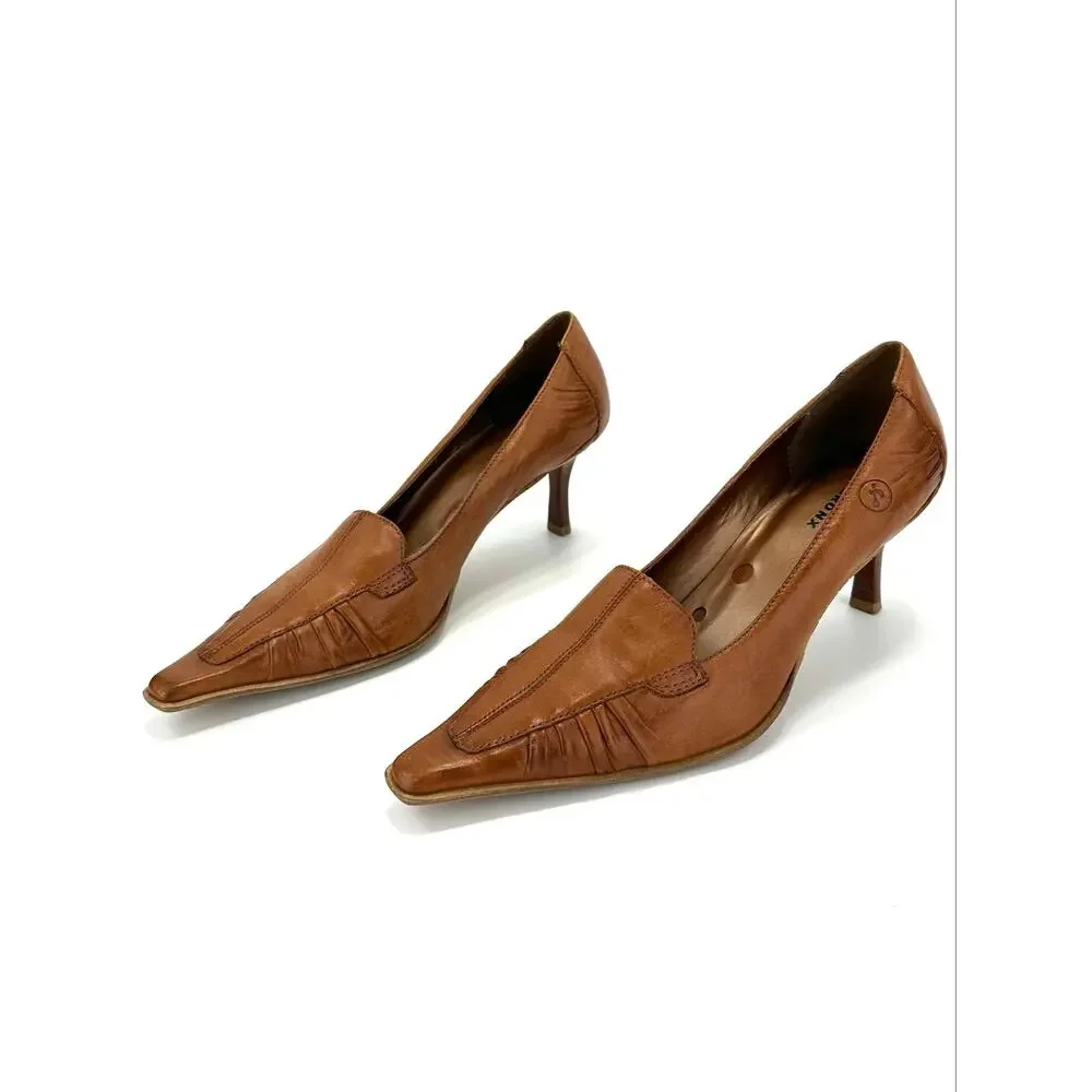 Bronx Pump/Heel/Loafer Size 8/38 Brown Leather Pointy Toe Business Office Classy